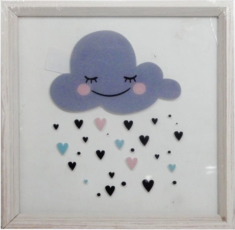 Tableau avec un petit nuage souriant 30 × 30 cm encadré