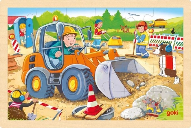Puzzle en bois Goki Chantier 24 pièces