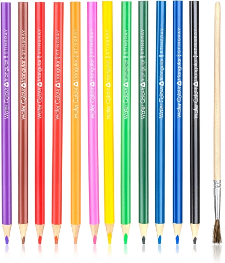 Crayons aquarellables 12 pièces avec pinceau