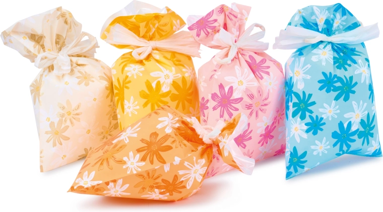 Sachet en cellophane 16 × 25 cm à motif floral