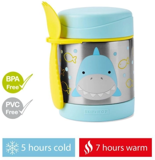 Skip Hop Zoo thermos alimentaire en acier inoxydable avec spork Requin 325 ml