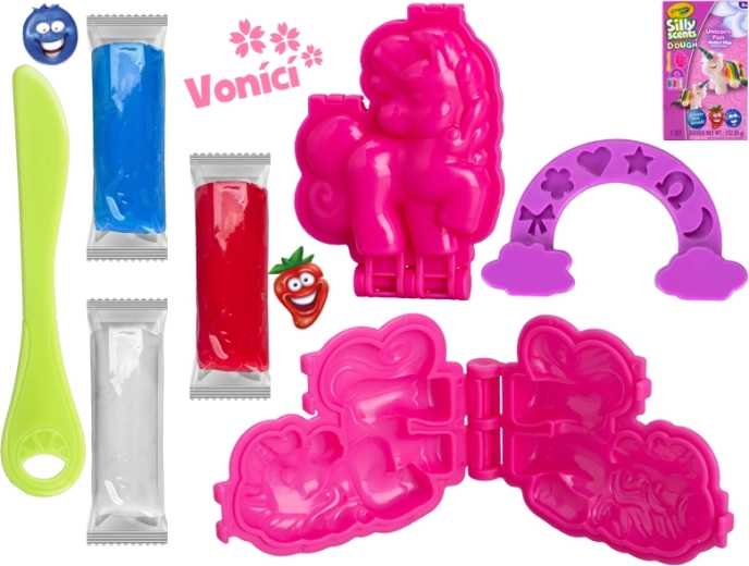Crayola pâte à modeler parfumée avec licorne, set 3×28 g