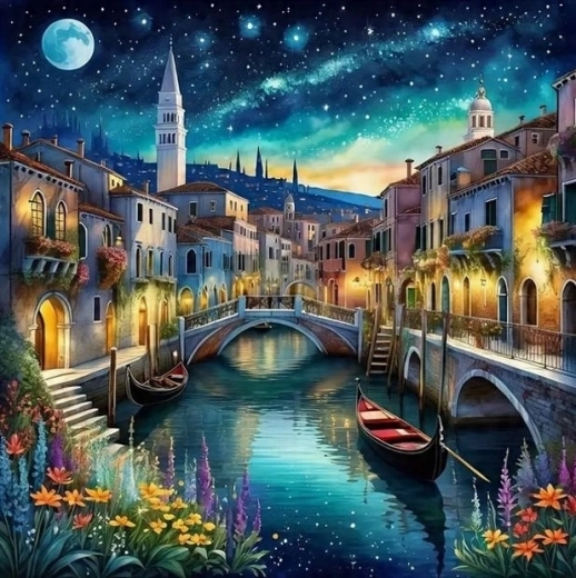 Norimpex Peinture par numéros Venise la nuit 40 × 50 cm
