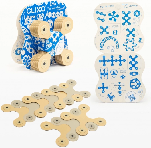 clixo designer set de construction magnétique beige et gris 9 pcs