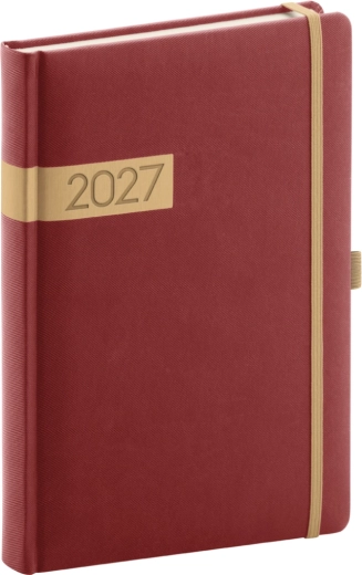 Agenda quotidien Notique Twill 2027 bordeaux-or 15 × 21 cm