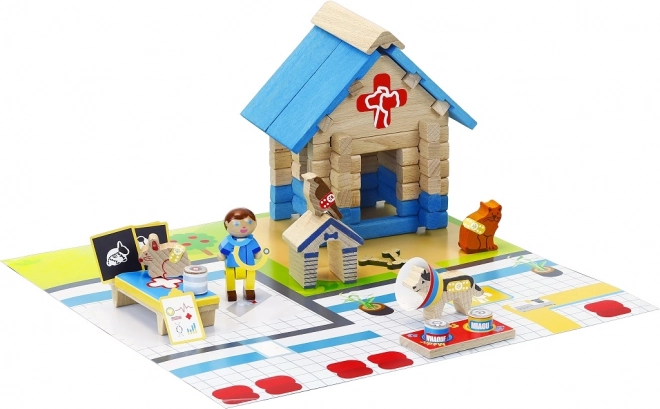 Jeujura Jeu de construction en bois Clinique vétérinaire