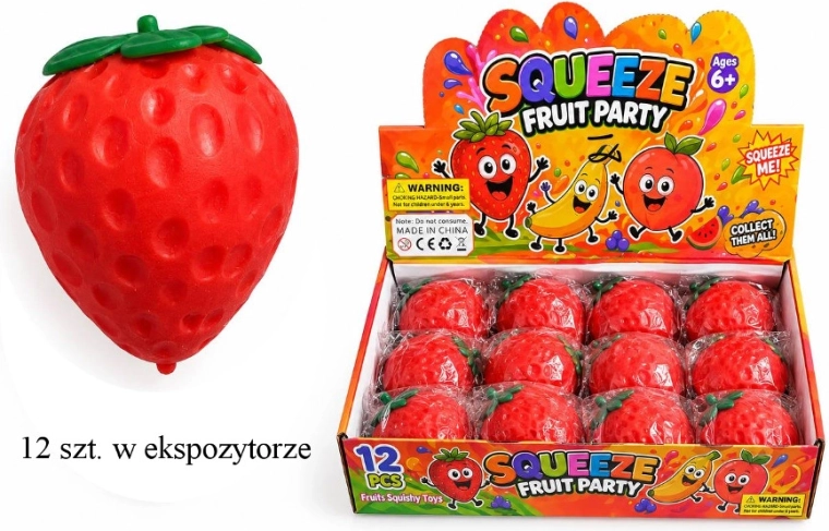Balle antistress à presser fraise - 1 pièce