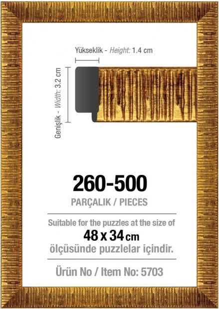 ART PUZZLE cadre pour puzzle 48 × 34 cm doré, pour 500 pièces