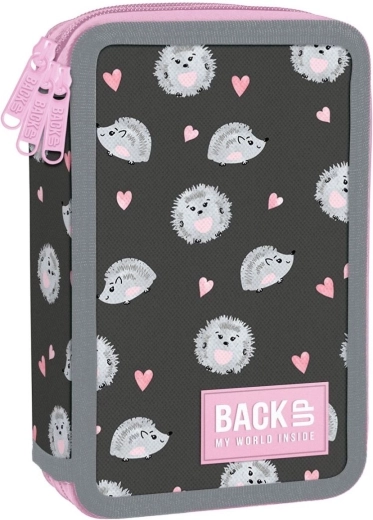 Trousse scolaire à trois compartiments avec équipement BackUP Hérissons mignons