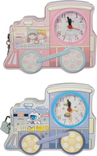 Tirelire pour enfants en forme de locomotive avec cadenas et horloge