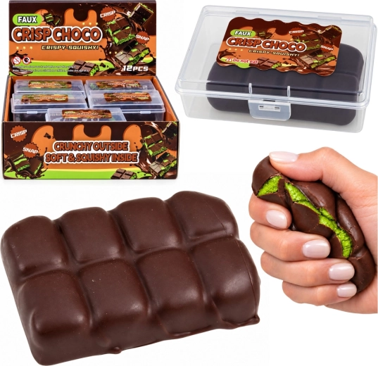 Gniotek sensoriel antistress à presser en forme de tablette de chocolat, dans une boîte - 1 pièce