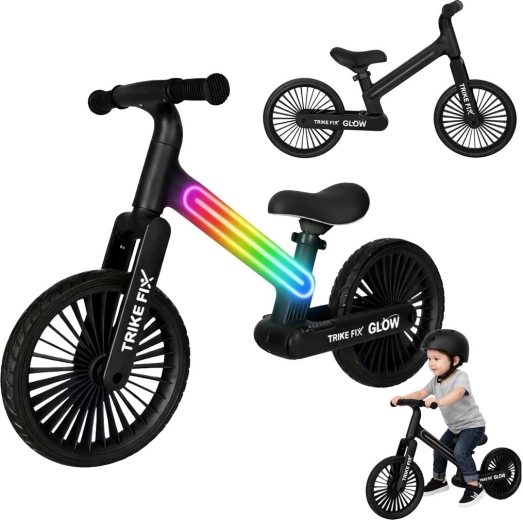 Draisienne pour enfants avec éclairage LED Trike Fix Glow, noire
