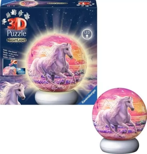 Ravensburger puzzle 3D lumineux boule Cheval – édition nuit, 72 pièces