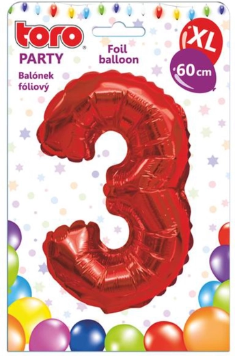 Ballon en aluminium chiffre 3, 60 cm, rouge
