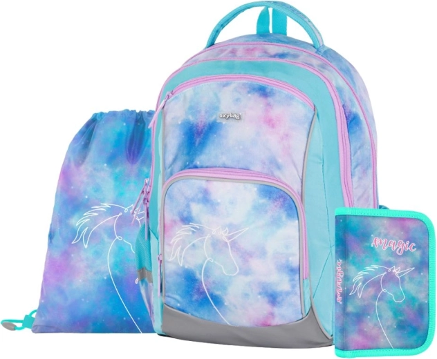 Set scolaire 3 pcs OXY GO Unicorn – sac à dos, sac de sport et trousse