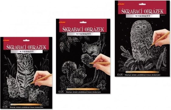 ARTLOVER image à gratter argenté – chat avec chatons 20 × 25 cm