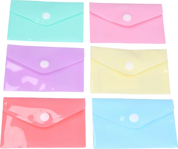 Pochette à bouton-pression 16,5 × 12 cm – assortiment pastel
