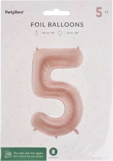 Ballon en aluminium chiffre 5 beige 72 cm