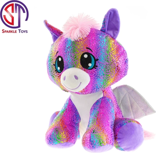 Pégase en peluche Star Sparkle 24 cm – doudou arc-en-ciel assis