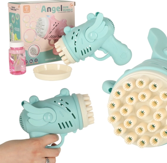 Pistolet électrique à bulles de savon avec ailes, bleu
