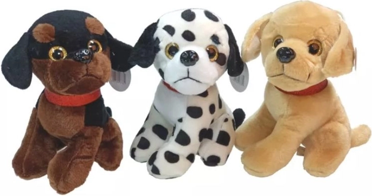 Chien en peluche avec collier rouge 30 cm