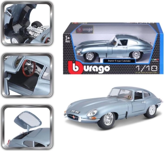 Bburago 1:18 Jaguar E Coupé Bleu Argent métallisé