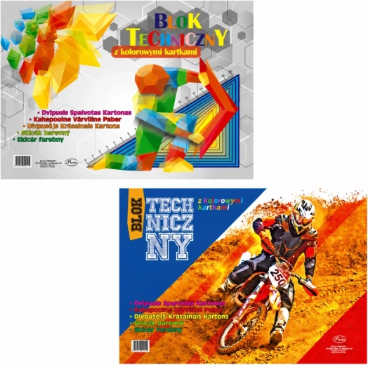 Bloc technique coloré Protos A3, 8 feuilles, 120 g/m²