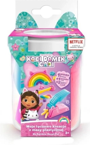 Set de pâte à modeler GABIN MAISON DU CHAT Mes créations arc-en-ciel – gobelet blanc