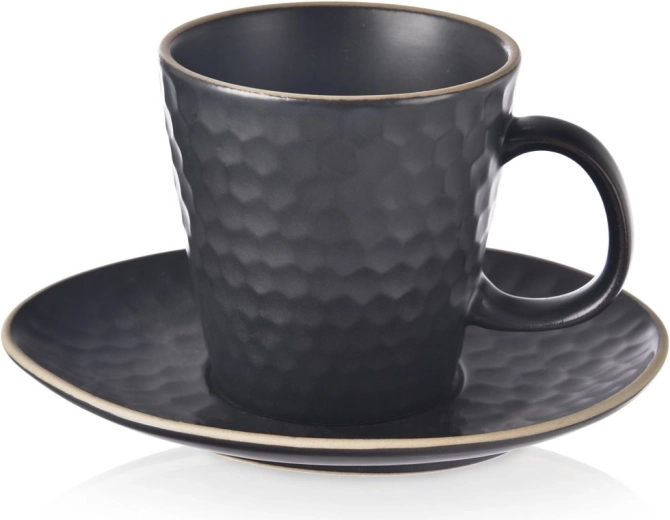 Tasse en céramique avec soucoupe TEA TIME 235 ml, noire