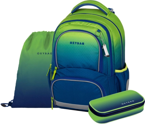 Ensemble scolaire Oxybag OXY NEXT Ombre Green – sac à dos, trousse et sac de sport