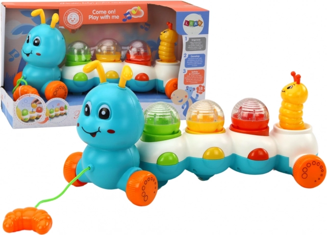 Chenille à tirer colorée avec lumières et sons