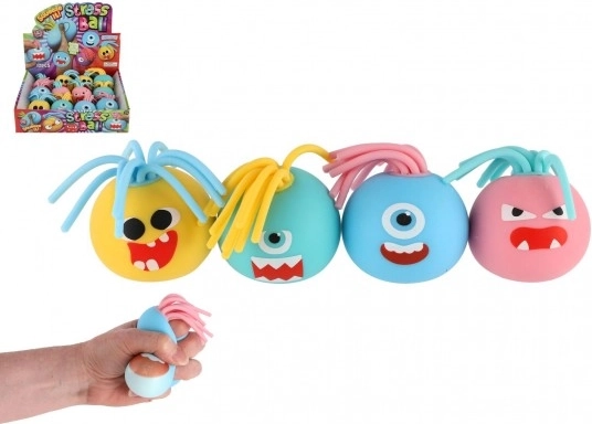 Balle antistress avec visage – franges, assortiment de couleurs
