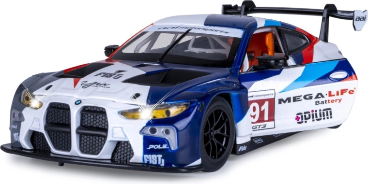 JAMARA BMW M4 GT3 modèle de voiture de course 1:24 blanc avec lumières et sons