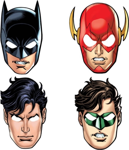 Masques de fête pour le visage Ligue de justice – lot de 8 pcs
