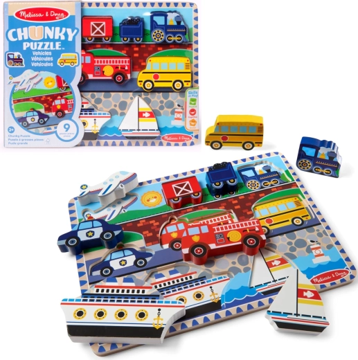 Puzzle à encastrer en bois sur le thème des véhicules Melissa & Doug