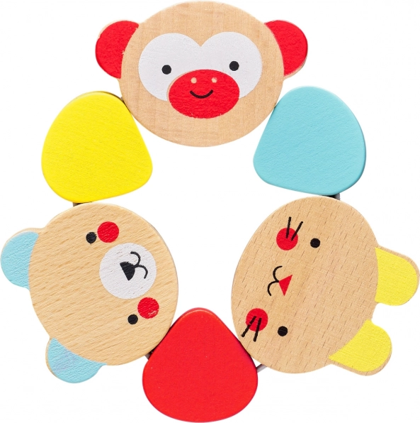 Anneau de dentition en bois avec animaux pour enfants