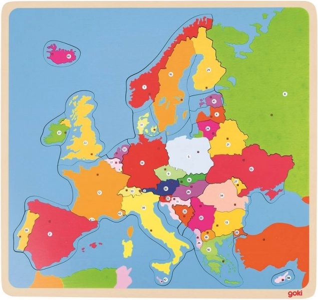Goki puzzle en bois Carte de l’Europe 35 pièces