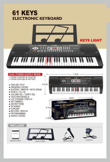 Clavier électronique 61 touches avec microphone