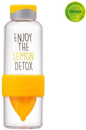 Bouteille d’eau en Tritan avec presse-agrumes 520 ml jaune