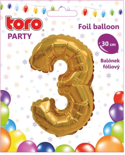 Ballon en aluminium chiffre 3, 30 cm, doré TORO