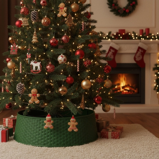 Cache-pied vert pour sapin de Noël