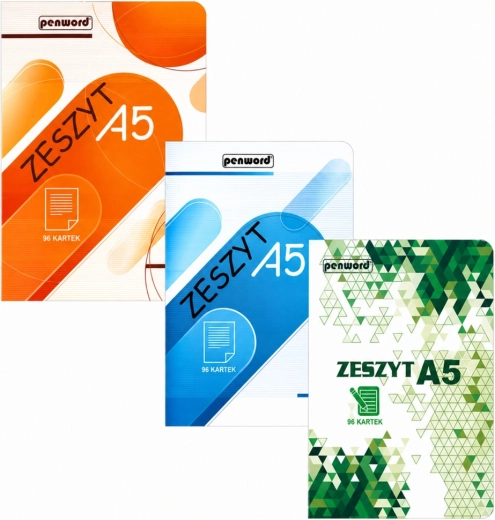 Cahier scolaire A5, quadrillé, 96 feuilles, mix de motifs Penword - 1 pièce