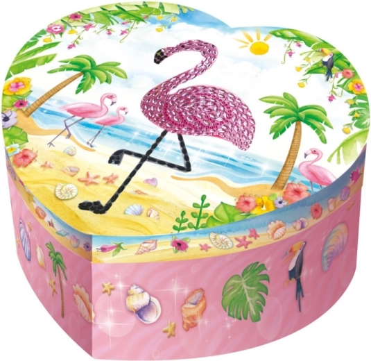 Boîte à musique en forme de cœur Pecoware - Flamant rose