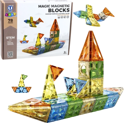 Blocs de construction magnétiques 3D, colorés, 78 pièces
