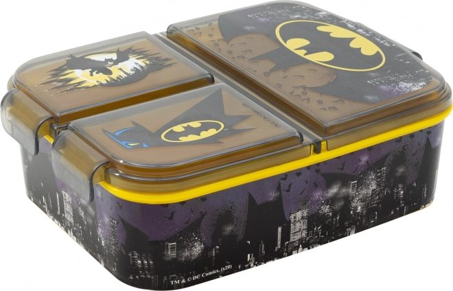 Boîte à déjeuner pour enfants Batman noir et jaune avec 3 compartiments