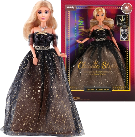 Poupée de mode en robe de soirée – longue et noire