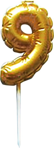 Bougie de gâteau chiffre 9 dorée à piquer 6 cm