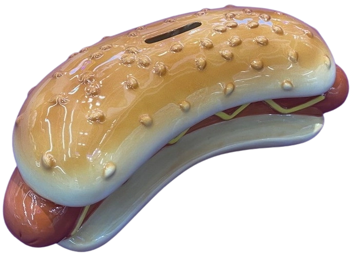 Tirelire en céramique hot-dog