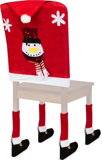 Décoration de Noël pour chaise bonhomme de neige 50 × 60 cm rouge et blanc