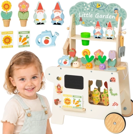 TOOKY TOY chariot de jardin en bois Montessori avec boutique – 57 pièces